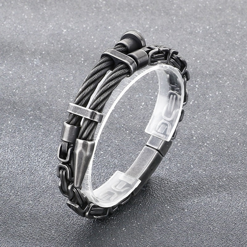 Kemstone Men’s Titanium Steel Cable Nail Punk Chain Bracelet KB208453-KFC