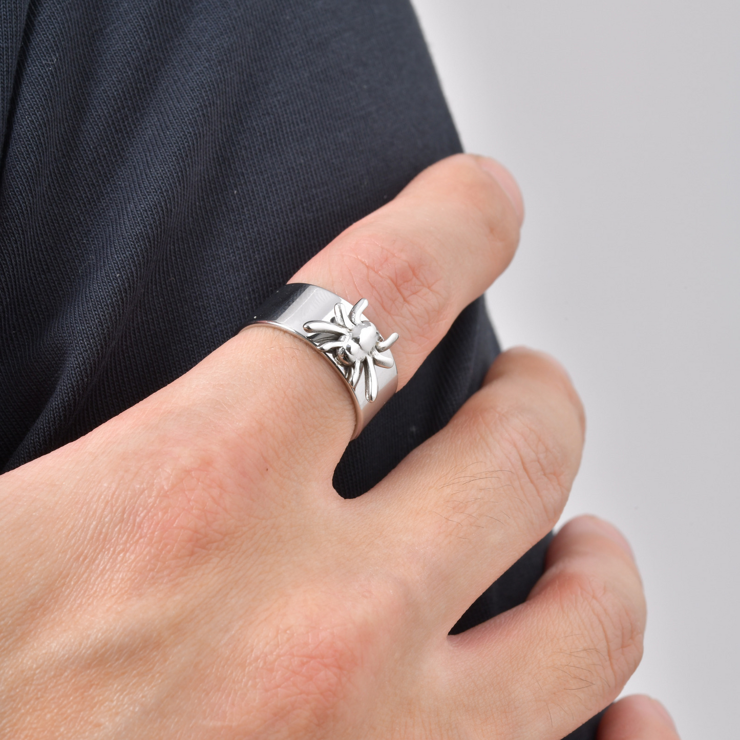 Kemstone Stainless Steel Animal Design Open Ring Spider Horse Vintage Wide Band for Men RC-1015