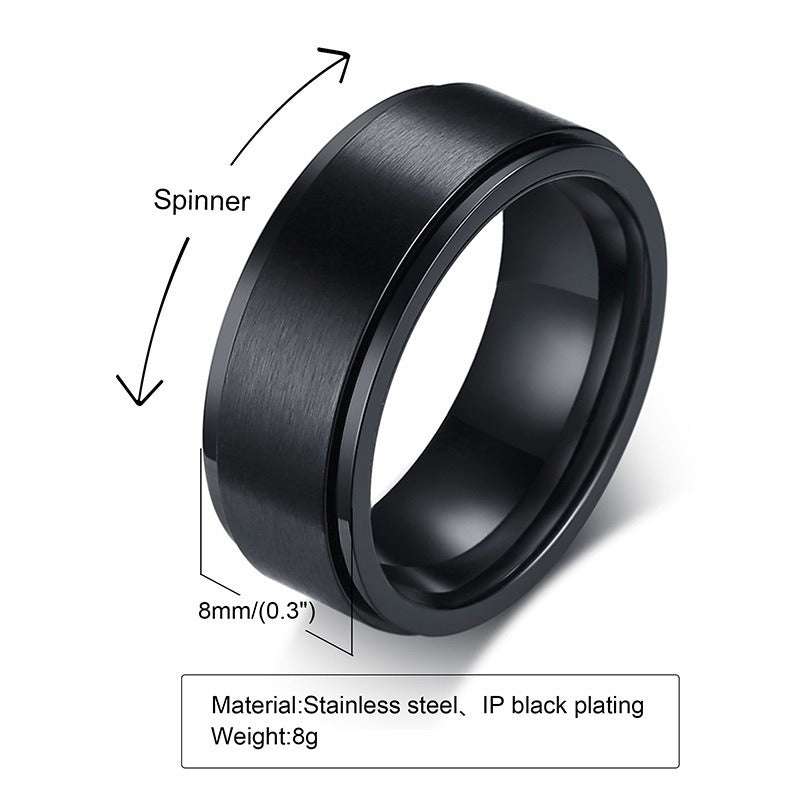 Kemstone Titanium Steel Spinner Ring – Minimalist Men’s Jewelry Ring R-394