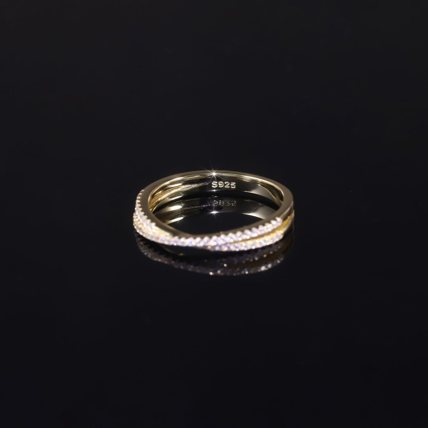 Kemstone Stackable Gold Rings for Women – S925 Sterling Silver Minimalist Wedding Bands | 18K Gold Plated, Moissanite, D-E Color VVS Clarity