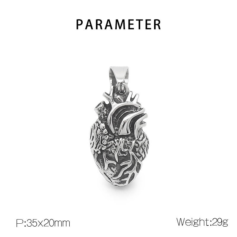 Kemstone Anatomical Heart Pendant – 18K Vacuum Plated Stainless Steel Gothic Power Symbol KP130473