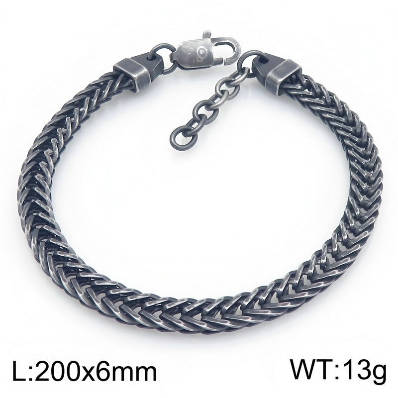 Kemston Braided Chain Bracelet for Men Stainless Steel Woven Texture KB216164-KFC