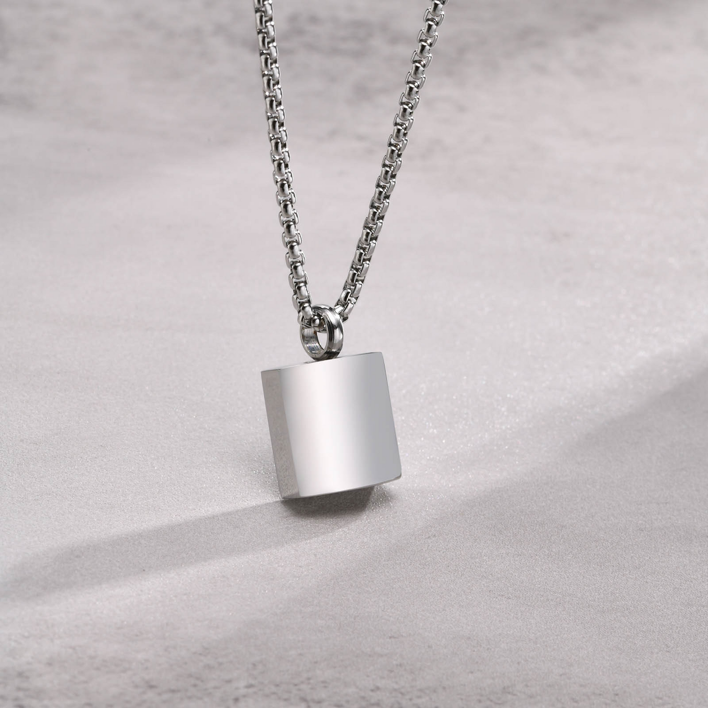 Kemstone Square Keepsake Pendant Necklace for Men Women Stainless Steel Minimalist Locket PN-1871