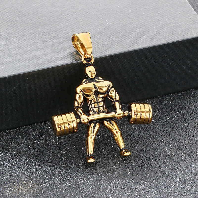 Kemstone Titanium Steel Barbell Gym Pendant Necklace for Men KP117758-LU