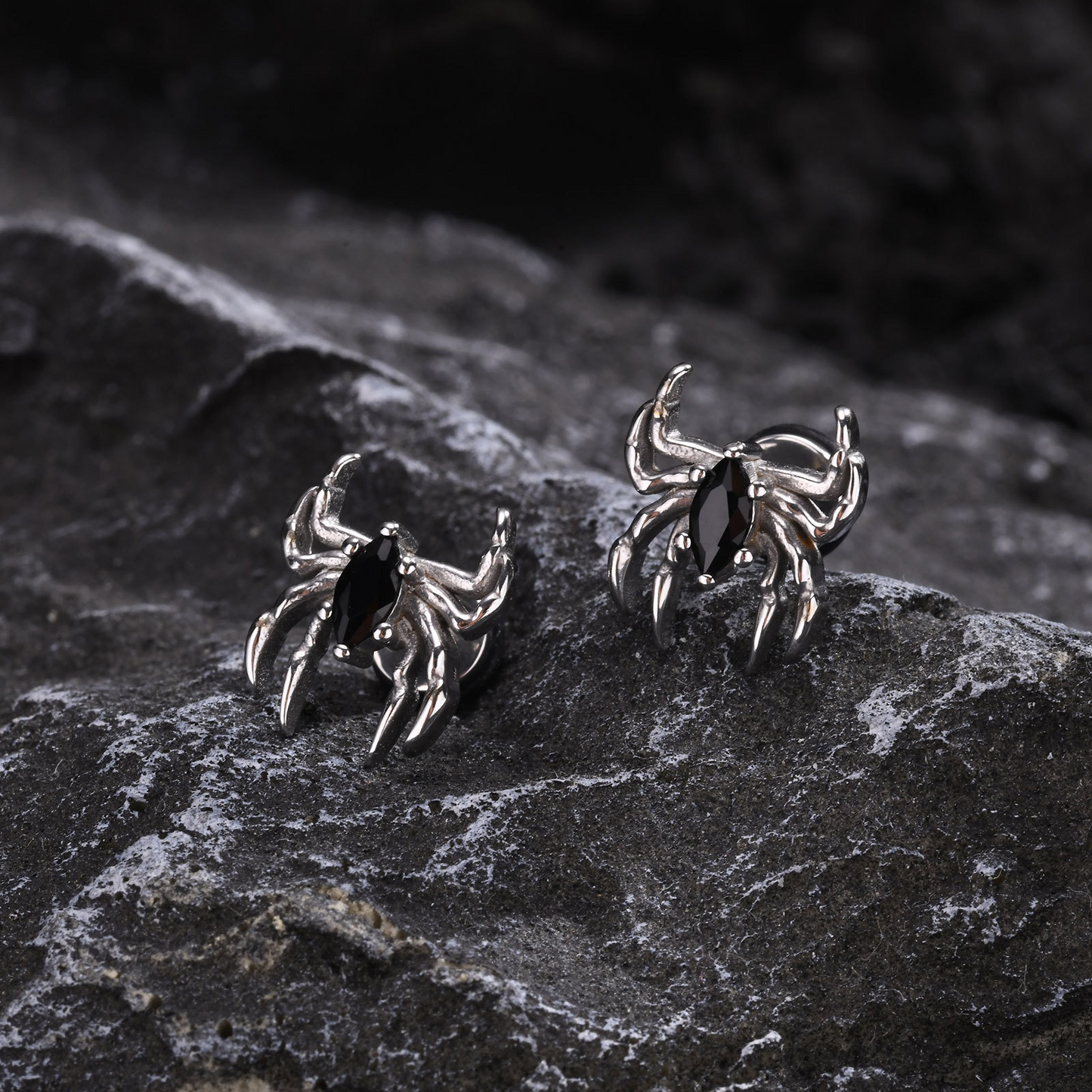 Kemstone Stainless Steel Gothic Stud Earring – Cross Cat Spider Symbol ES-512