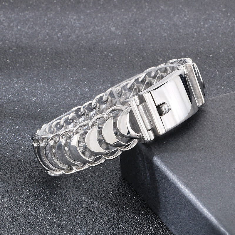 Kemstone Braided Dragon Bone Chain Bracelet for Men – Titanium Steel 19mm Hip Hop Style KB23390-D