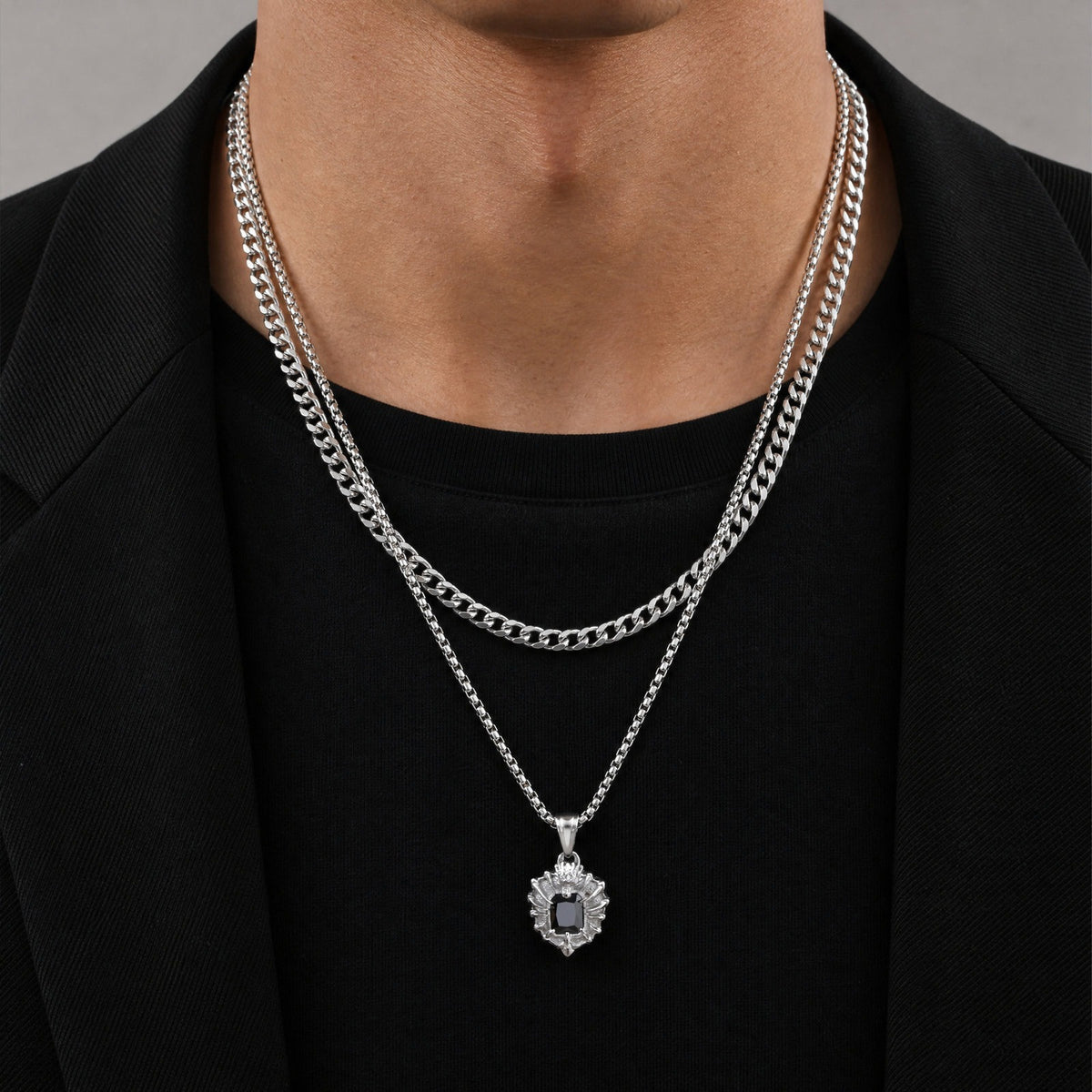 Kemstone Dragon Claw Black Cubic Zirconia Pendant for Men Stainless Steel PN-2469