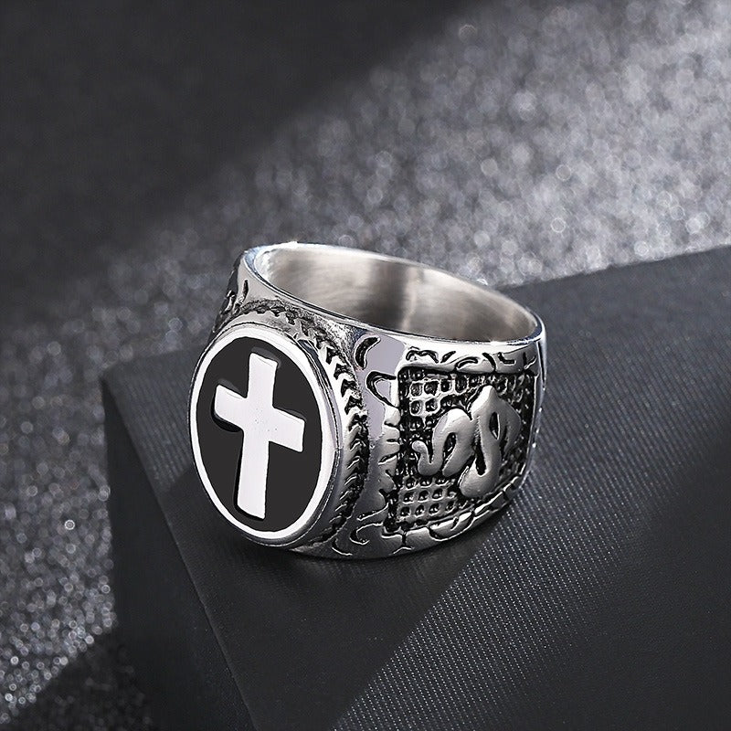 Kemstone Vintage Cross Signet Ring for Men KR101550-KFC