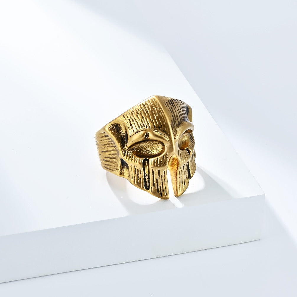 Kemstone Vintage Armor Skull Ring for Men Stainless Steel K-R1025