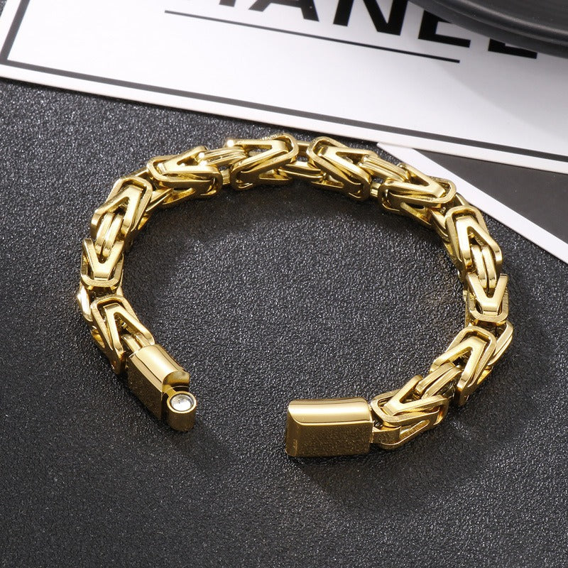 Kemstone Titanium Steel V-Link Chain Bracelet – Byzantine Hip Hop Style KB152638-KFC