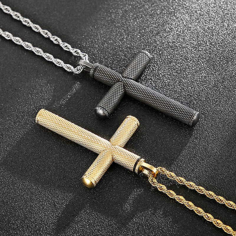 Kemstone Titanium Steel Cross Pendant Necklace for Men KP97205-KFC