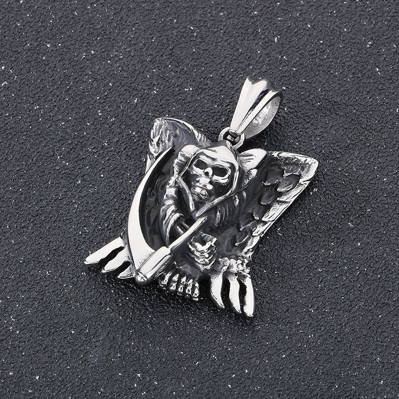 Kemstone Skull Pendant Necklace for Men Titanium Steel Vintage Claw Detail Relief KP48370-BD