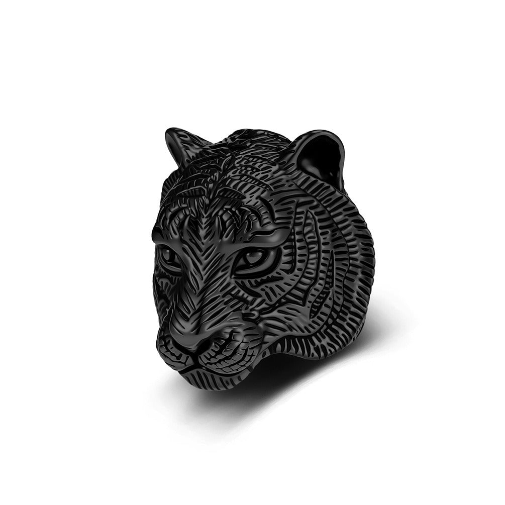 Kemstone Stainless Steel Tiger Head Ring – Vintage Chunky Style for Men K-R1149