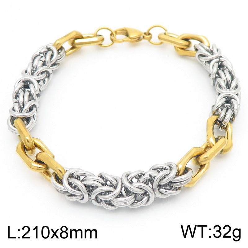 Kemston Braided Bracelet for Men Titanium Steel Handmade Chain Hip Hop Wristband KB186475-Z