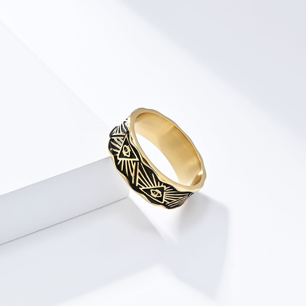 Kemstone Stainless Steel Horus Eye Ring for Men K-R820