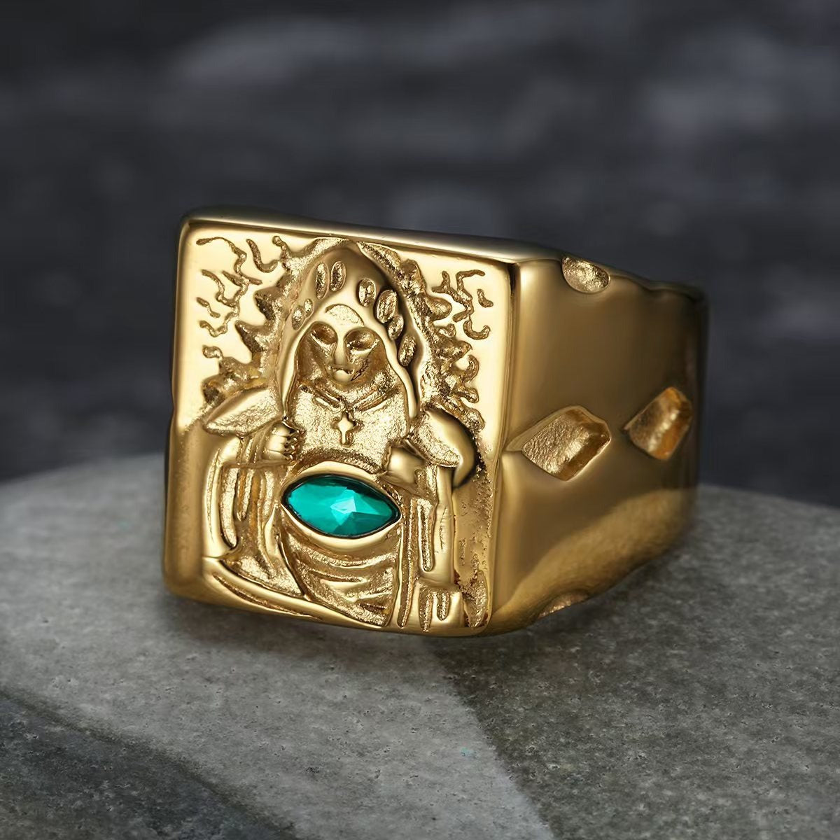 Kemstone Figure Signet Ring for Men Marquise Cubic Zirconia TR0535