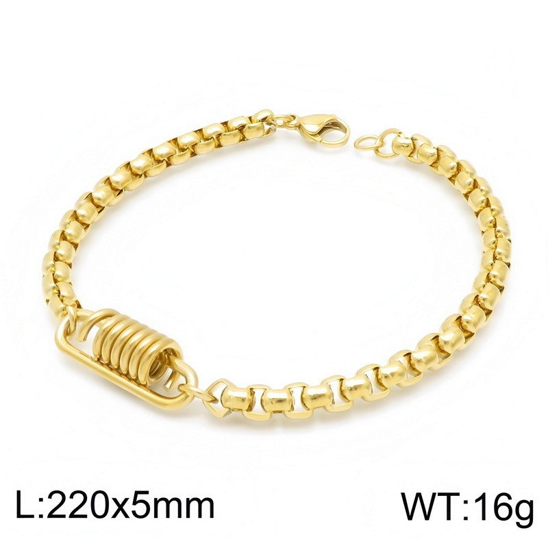 Kemstone Titanium Steel Coil Curb Chain Bracelet for Men KB146635-KLHQ