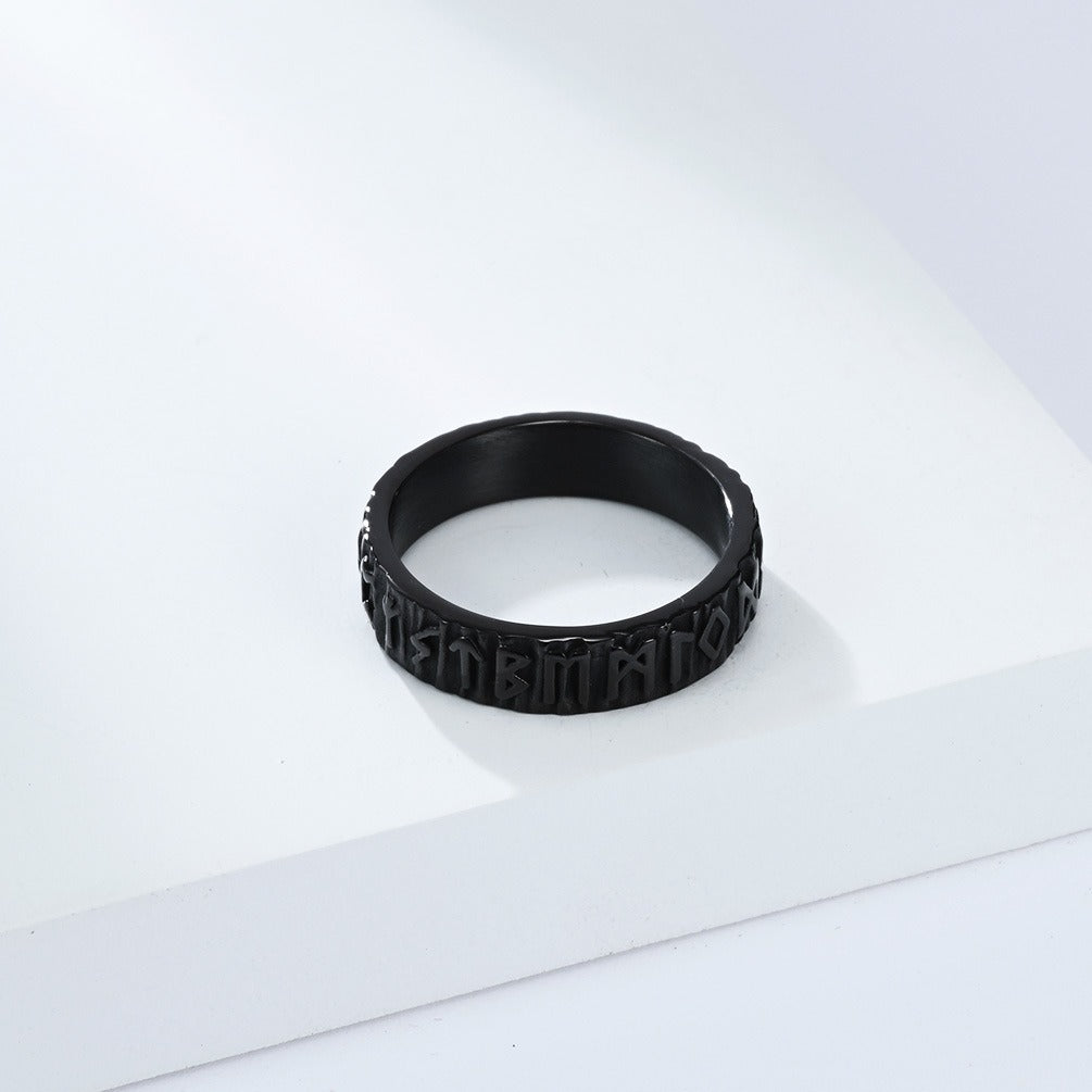 Kemstone Stainless Steel Viking Rune Ring for Men K-R1062