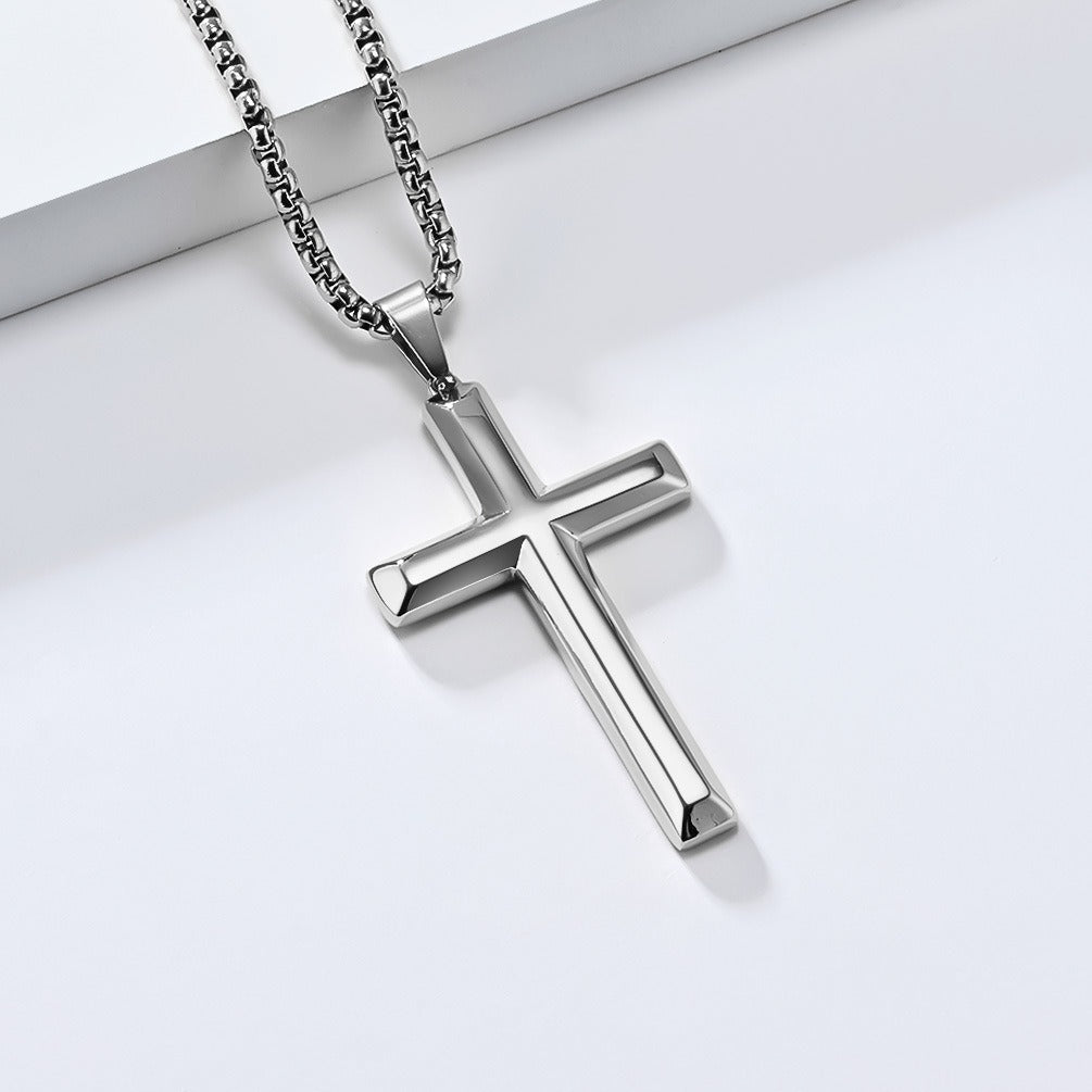 Kemstone Titanium Steel Cross Pendant Necklace for Men & Women – Minimalist Jewelry K-PT600