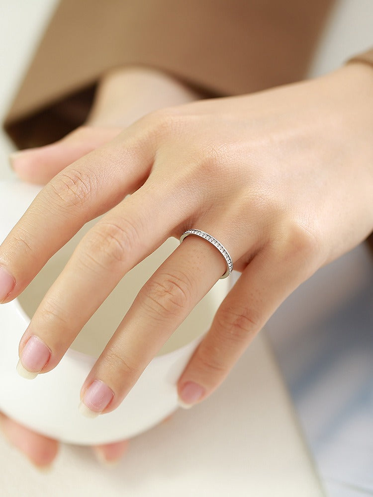 Kemstone Minimalist Delicate Cubic Zirconia Stainless Steel Ring for Women Jewelry R-536