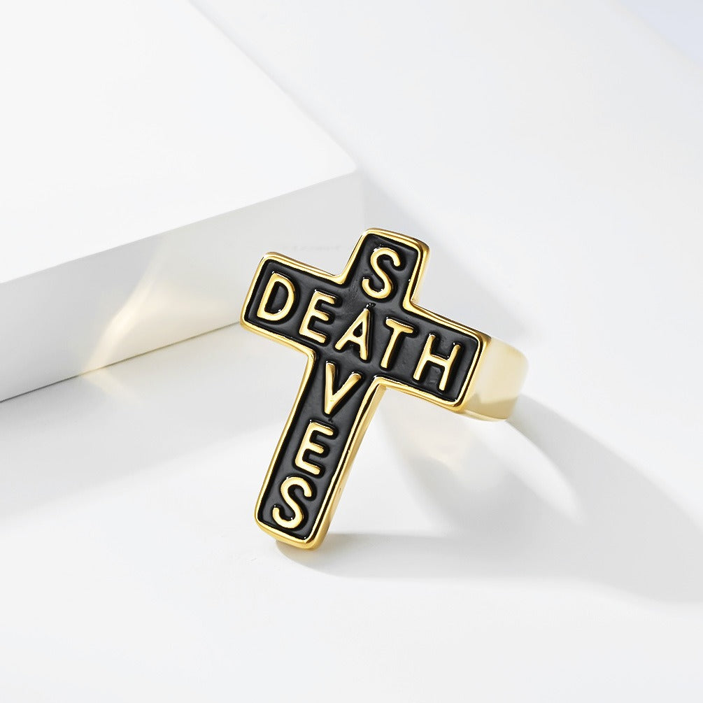 Kemstone Gothic Cross Engraved Stainless Steel Ring Men Punk Vintage Style K-R1188