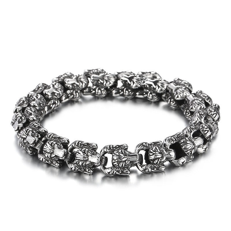 Kemstone Snake Head Bracelet for Men Titanium Steel Vintage Animal Jewelry KB155325-KJX