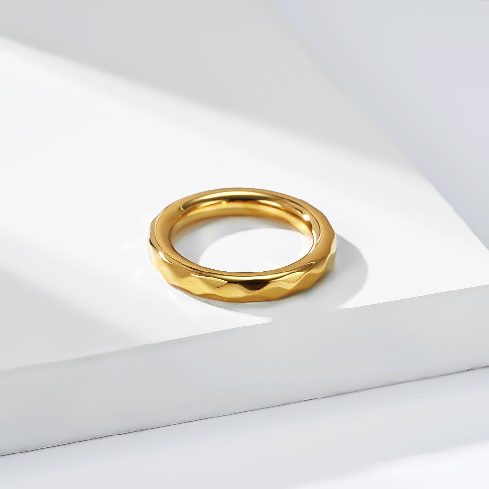 Kemstone Faceted Ring for Men Stainless Steel Rounded Edge K-R1232