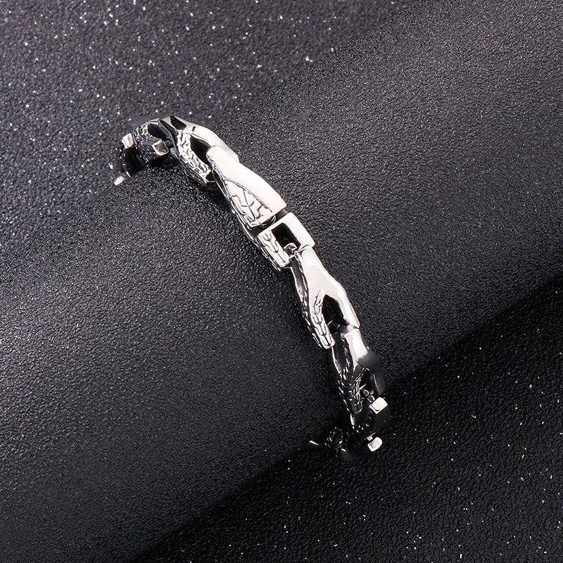 Kemstone Titanium Steel Snake Bone Bracelet & Necklace – Articulated Chain Style for Men KB152068-KJX