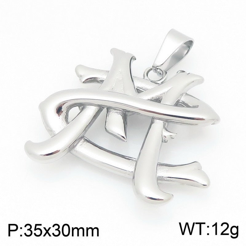 Kemstone Titanium Steel Letter M Pendant Necklace for Men Silver KP117821-KC
