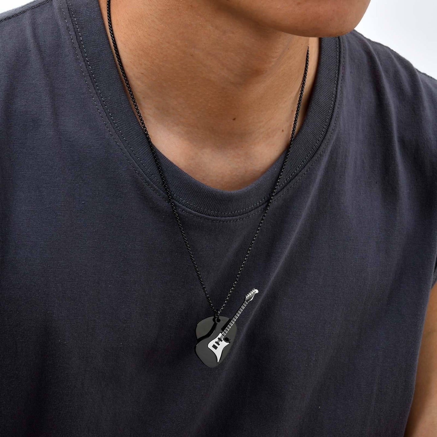 Kemstone Men’s Stainless Stee Guitar Pick Pendant Necklace – Punk Rock NC-2320