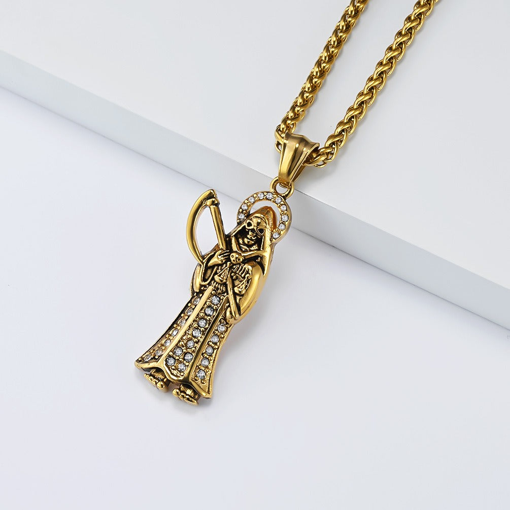 Kemstone Stainless Steel Guardian Figure Pendant Necklace for Men – Gothic Hip Hop DZ-065