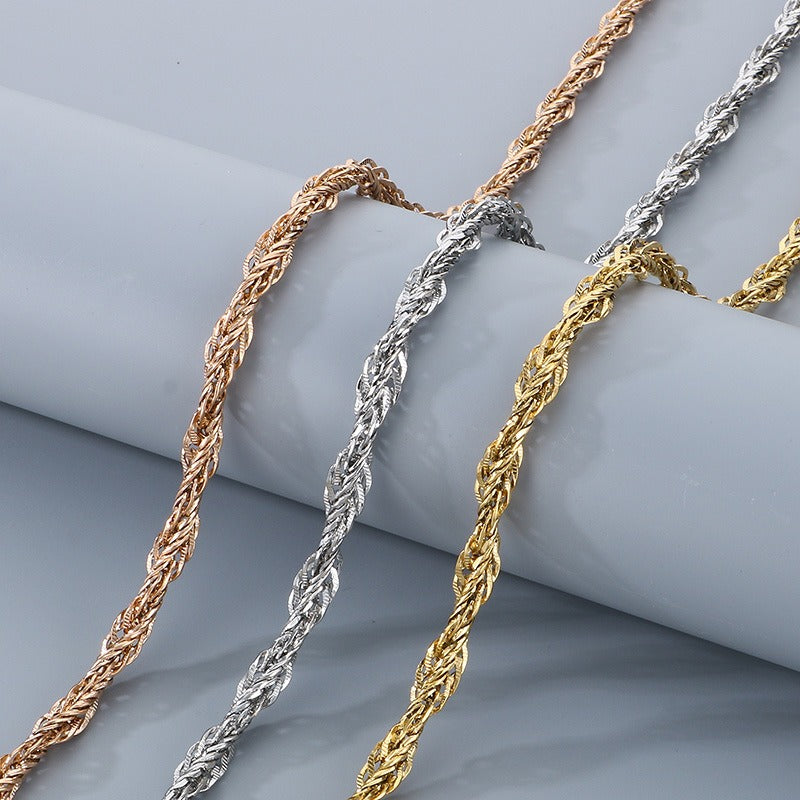 Kemston Twisted Rope Chain Necklace for Men Titanium Steel Braided Steel Gold Rose Gold KN304215-KFC