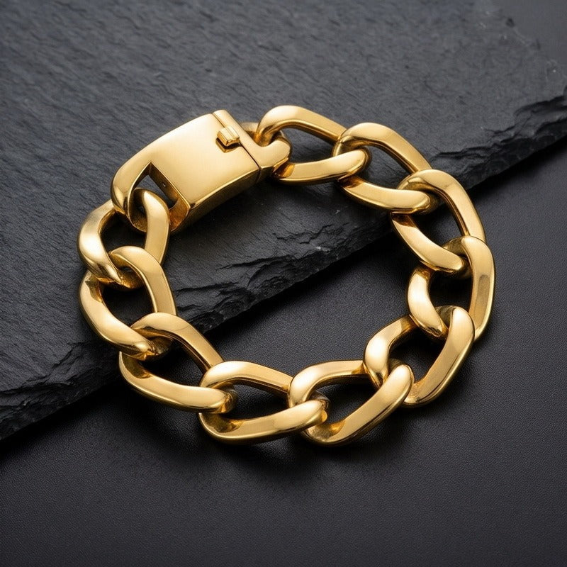 Kemstone Titanium Steel Cuban Link Bracelet for Men Square Link Chain KB213360-KJX