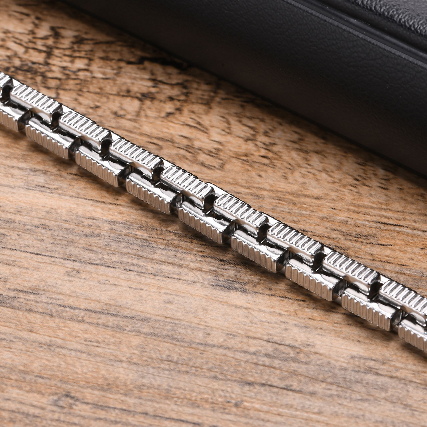 Kemstone Stainless Steel Square Link Chain Bracelet for Men Vintage BR-2043S