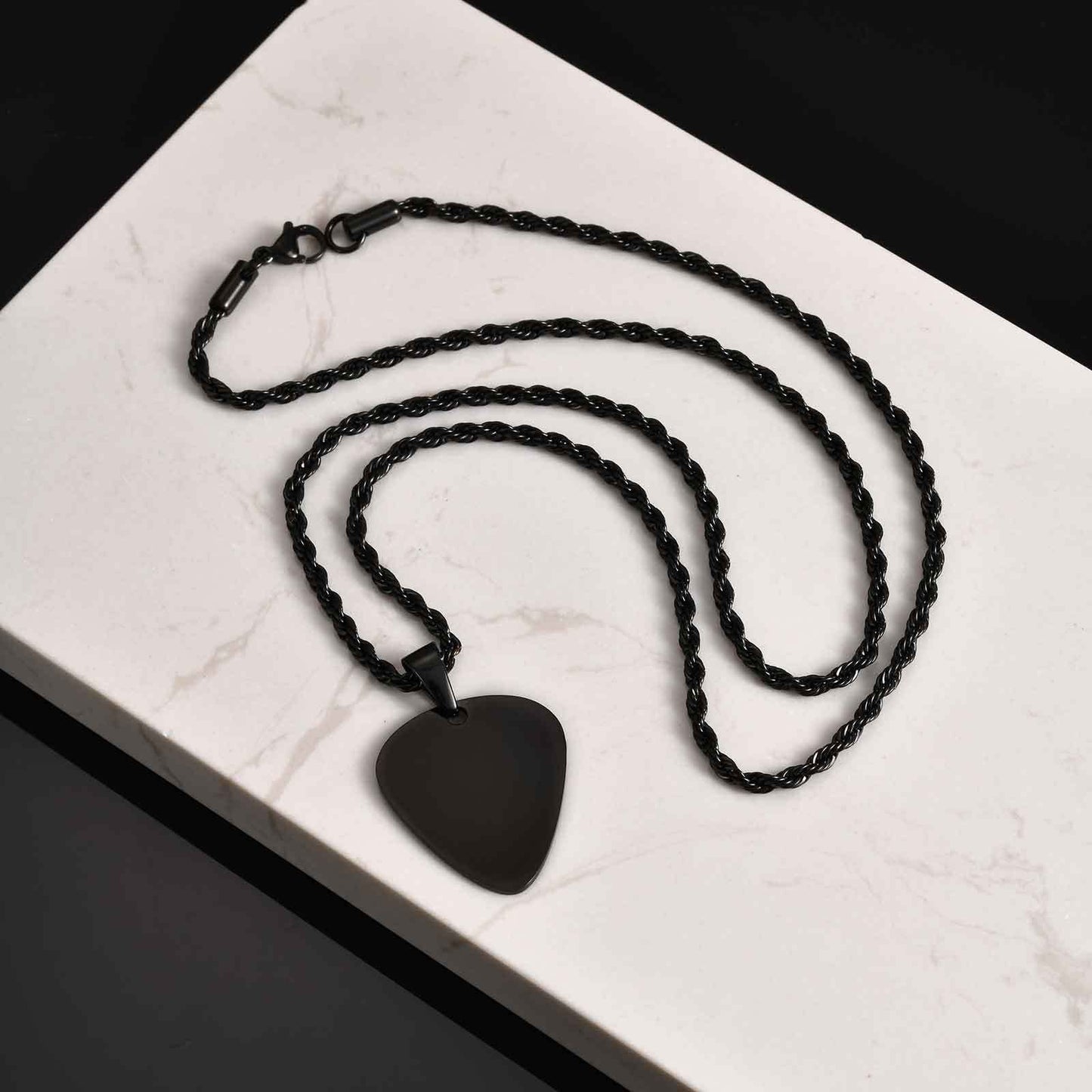 Kemstone Stainless Steel Guitar Pick Pendant Necklace – Men’s Jewelry Gold, Silver, Black PN-1843