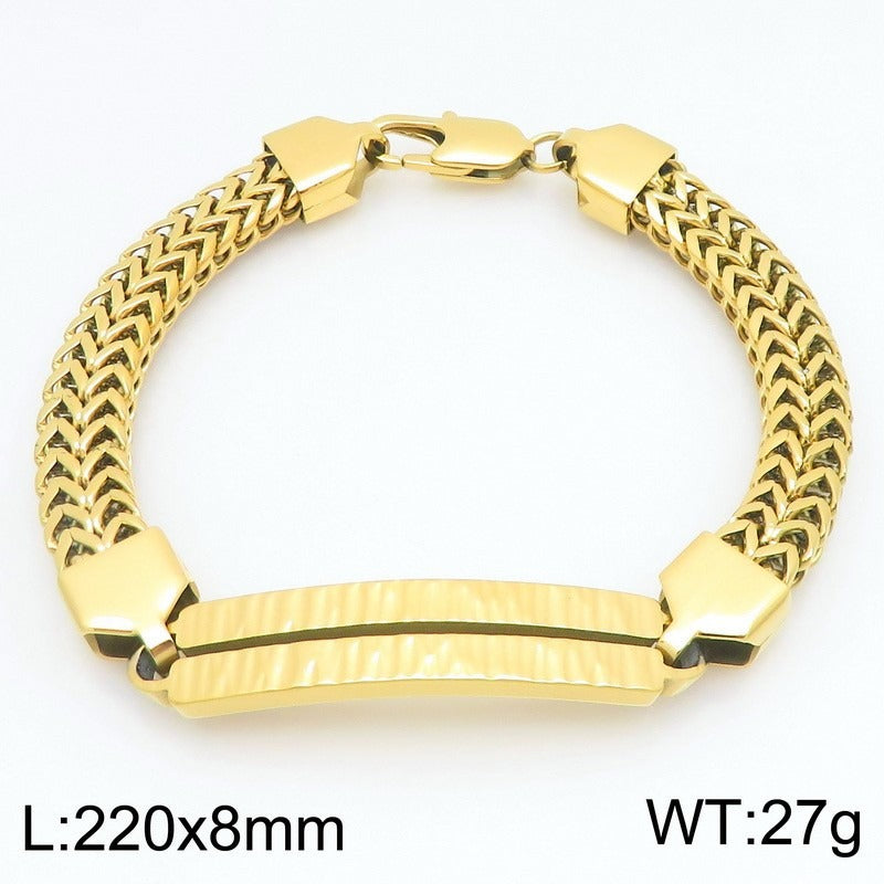 Kemstone Titanium Steel Dragonbone Chain Bracelet for Men – Vintage Bar Clasp Design K-B211234-KFC