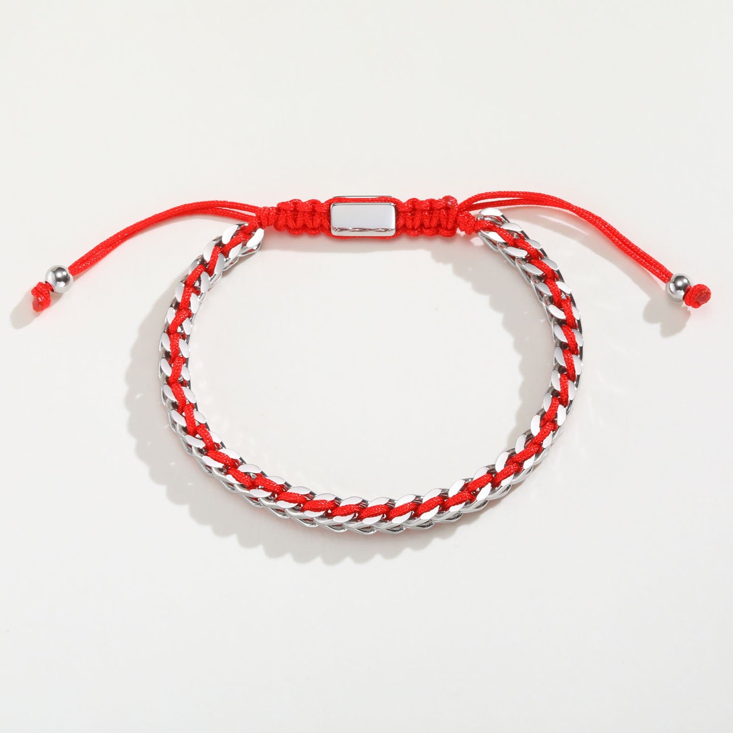 Kemston Stainless Steel Dragon Chain Bracelet for Men Braided Cord Adjustable Style BR-2351