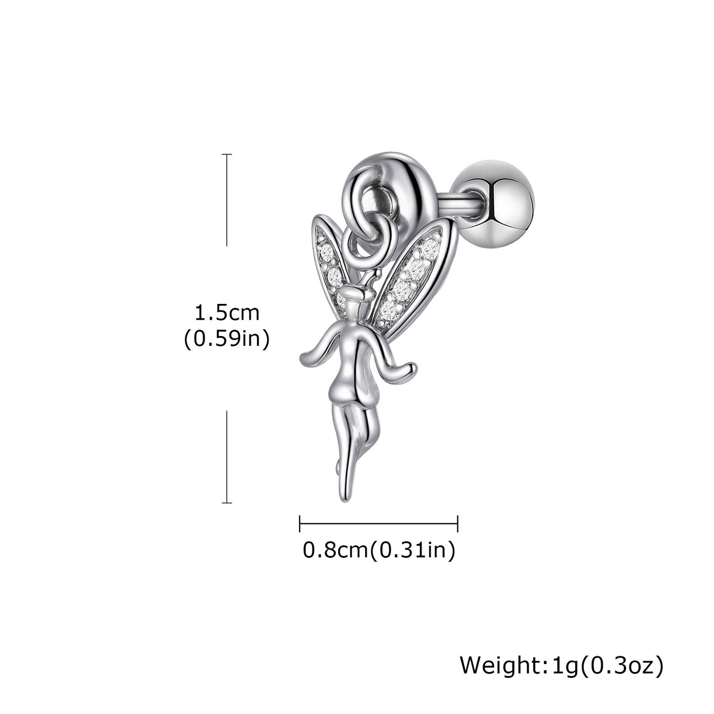 Kemstone Fantasy Imp & Star Stud Earrings – Stainless Steel Acrylic Detail ES-707