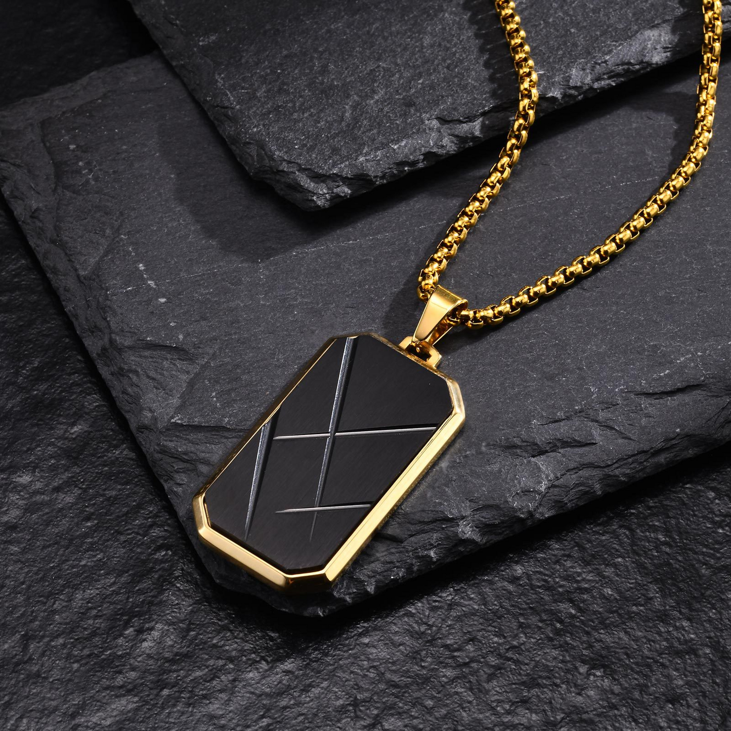 Kemstone Stainless Steel Bar Pendant Necklace for Men PN-1926