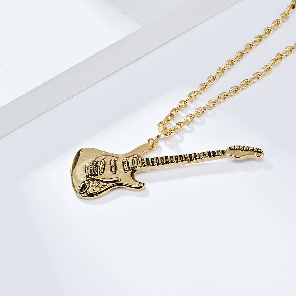 Kemstone Electric Guitar Pendant Necklace for Men Stainless Steel Two Tone Accent K-PT543