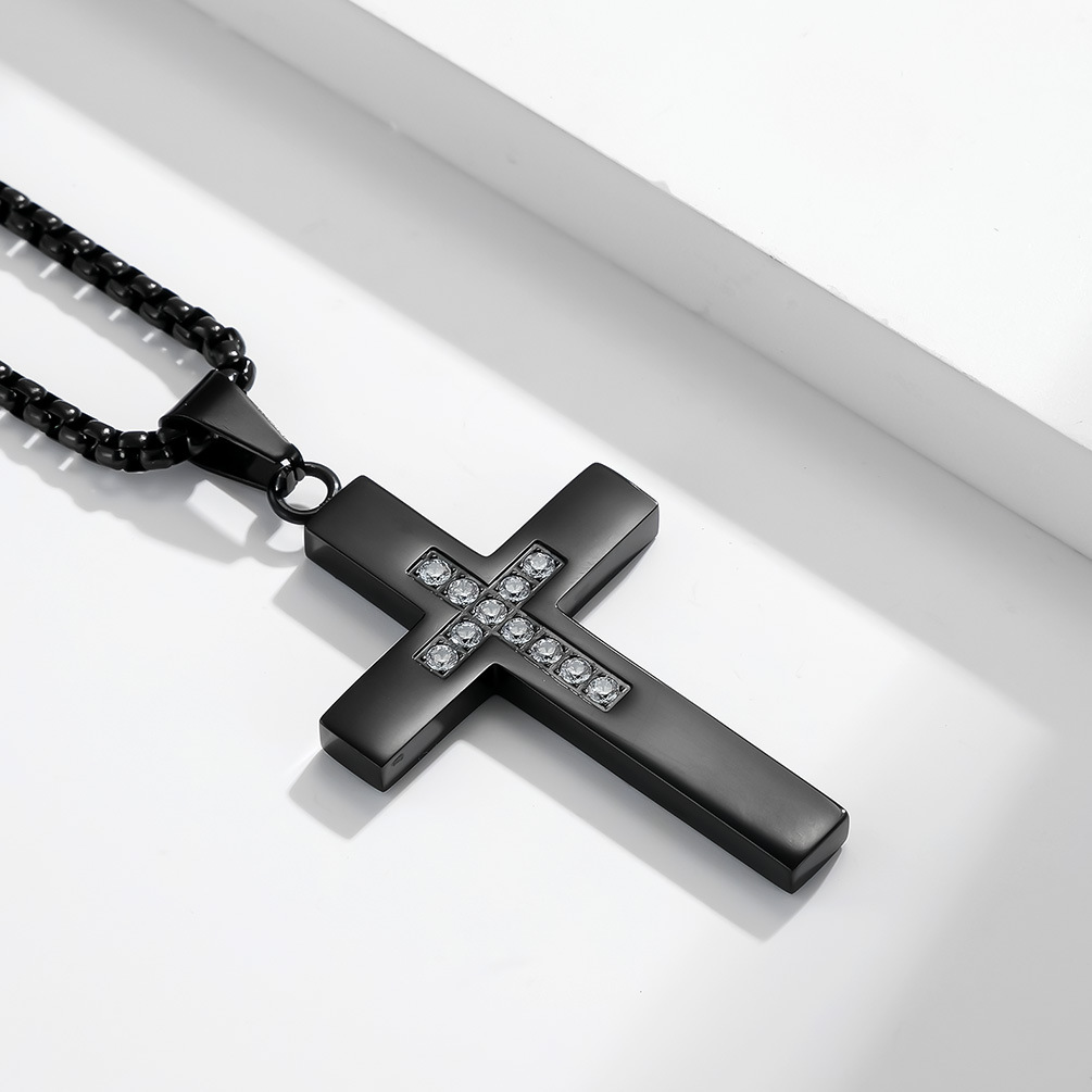 Kemstone Stainless Steel Cross Pendant Necklace for Men & Women K-PT415