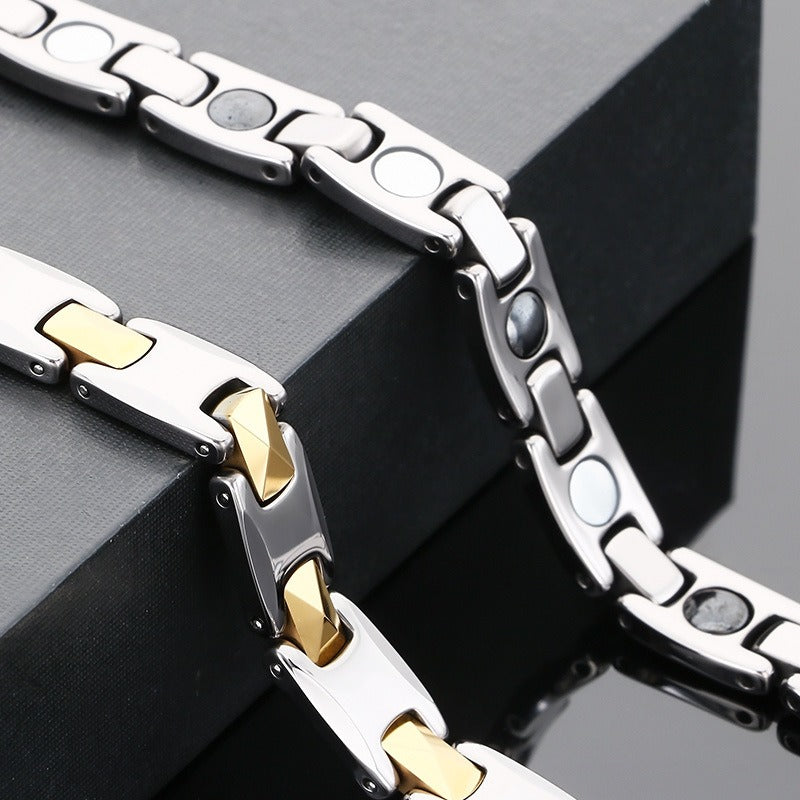 Kemstone Men’s Tungsten Steel Magnetic Germanium Bracelet – 8mm Link Chain KB208921-JI