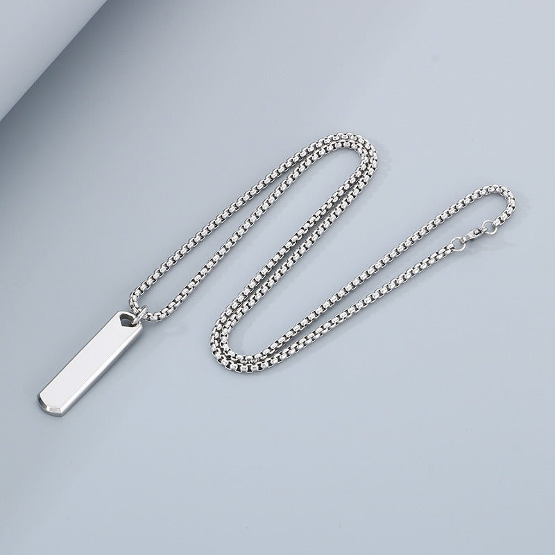 Kemston Slim Rectangular Bar Pendant Necklace for Men Geometric Silver Gold Black KN285569-KFC