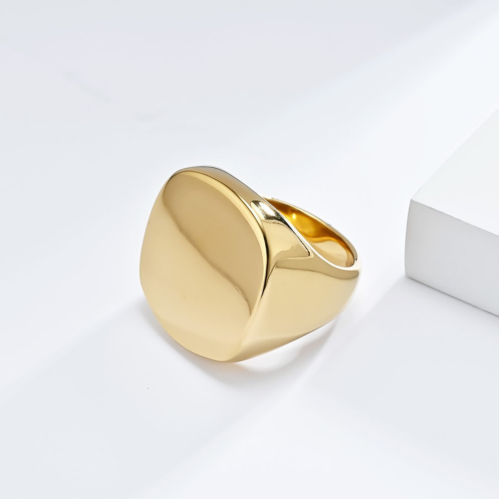Kemstone Wide Polished Ring for Men Stainless Steel Minimalist K-R899