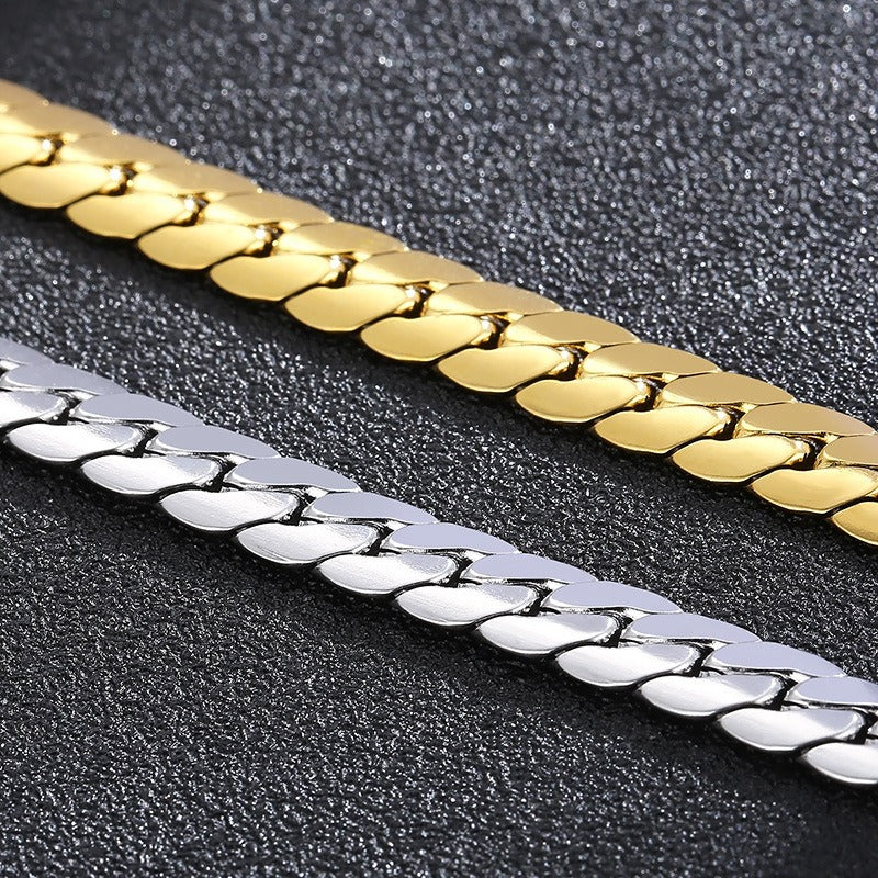 Kemstone Men's Stainless Steel Flat NK Chain Bracelet - Modern Minimalist Unisex Jewelry for Daily Wear & Gift KB138281-Z