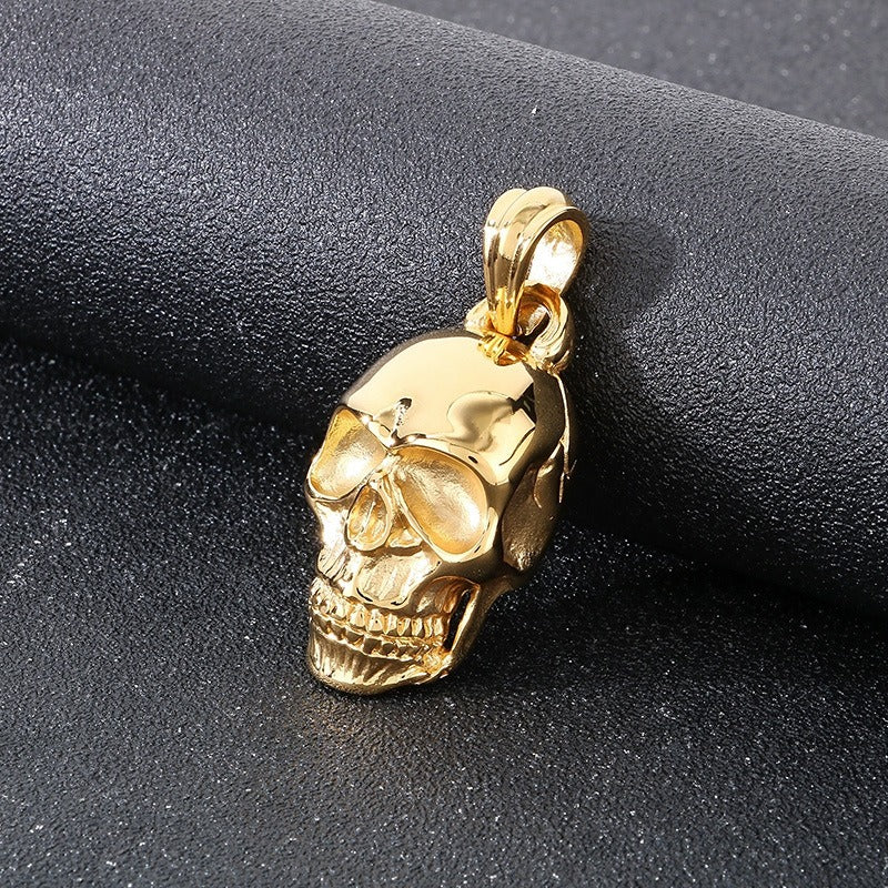 Kemstone Titanium Steel Skull Pendant Necklace for Men – Polished Gothic KP115574-KJX