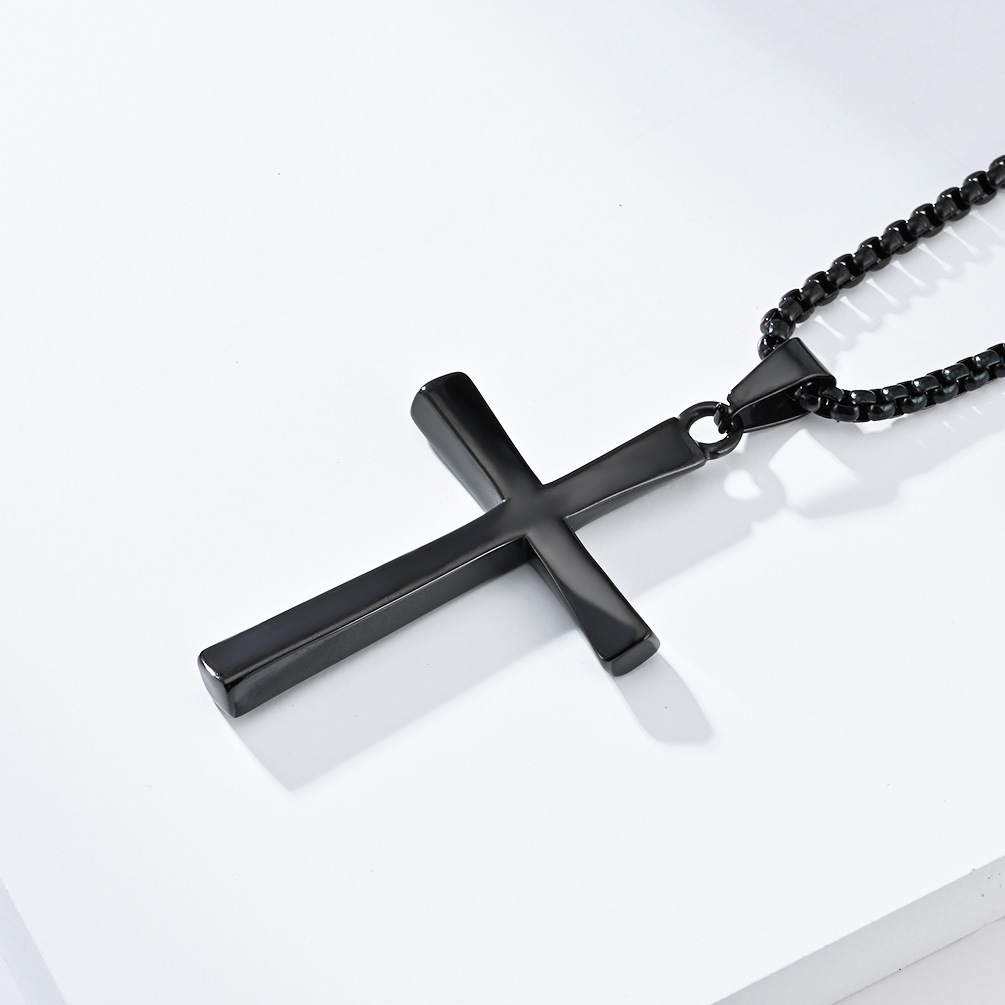 Kemstone Stainless Steel Twisted Cross Necklace for Men Minimalist K-PT516
