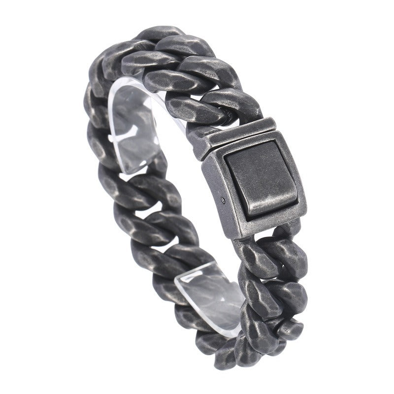 Kemstone Aged Black Cuban Link Bracelet for Men Titanium Steel KB161367-KJX