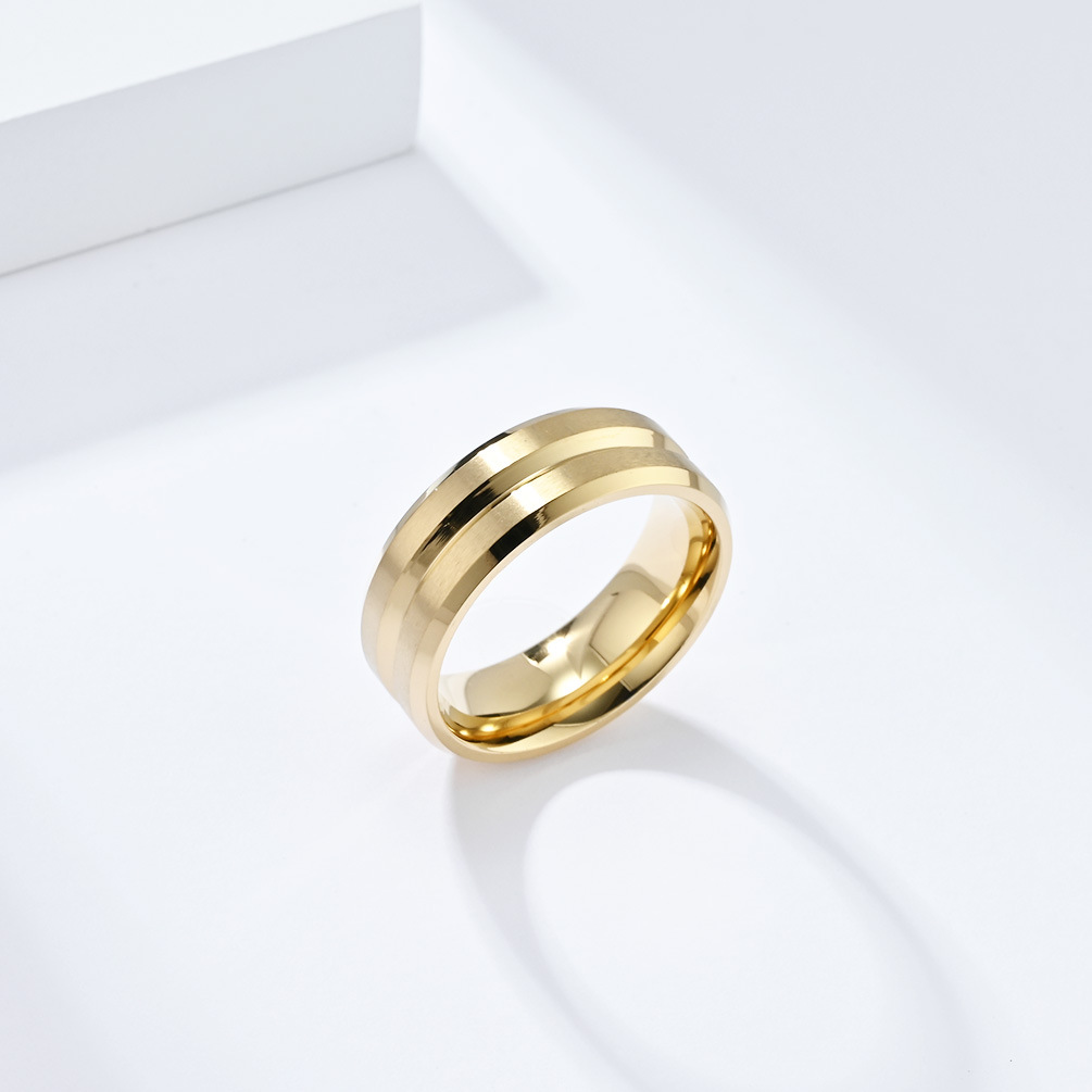 Kemstone Stainless Steel Brushed Grooved Ring for Men & Women K-R786