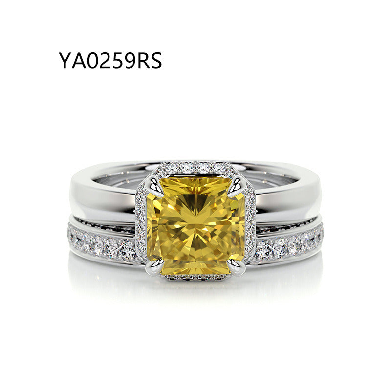 Kemstone Bridal Set – Luxury S925 Sterling Silver Moissanite Engagement Rings for Women | Gold Plated, Asscher, Marquise, Pear & Round Cuts